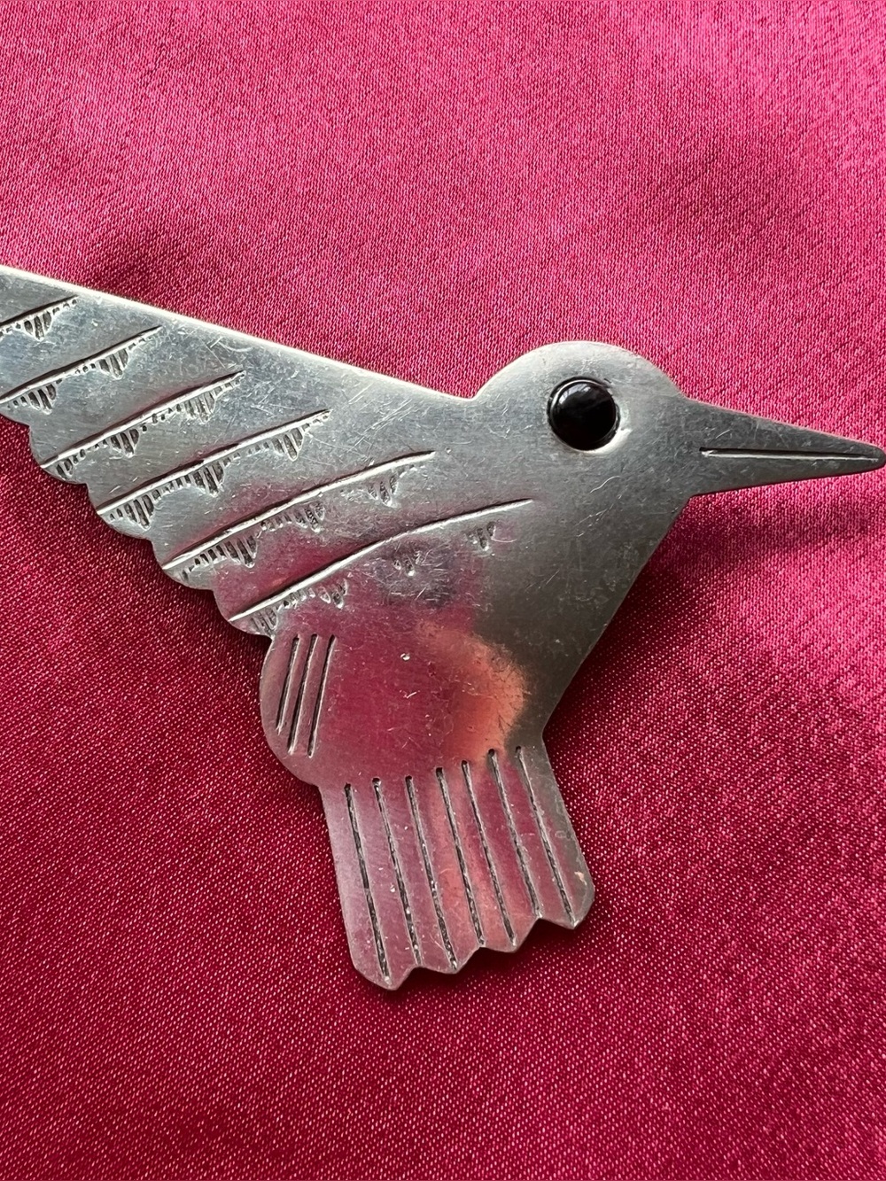 Vintage JJ Jonette Southwestern Hummingbird Pin 1988 - Silver Tone